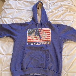 RealTree American Flag Deer Head Rustic Blue Womens Sweatshirt - Great Condition
